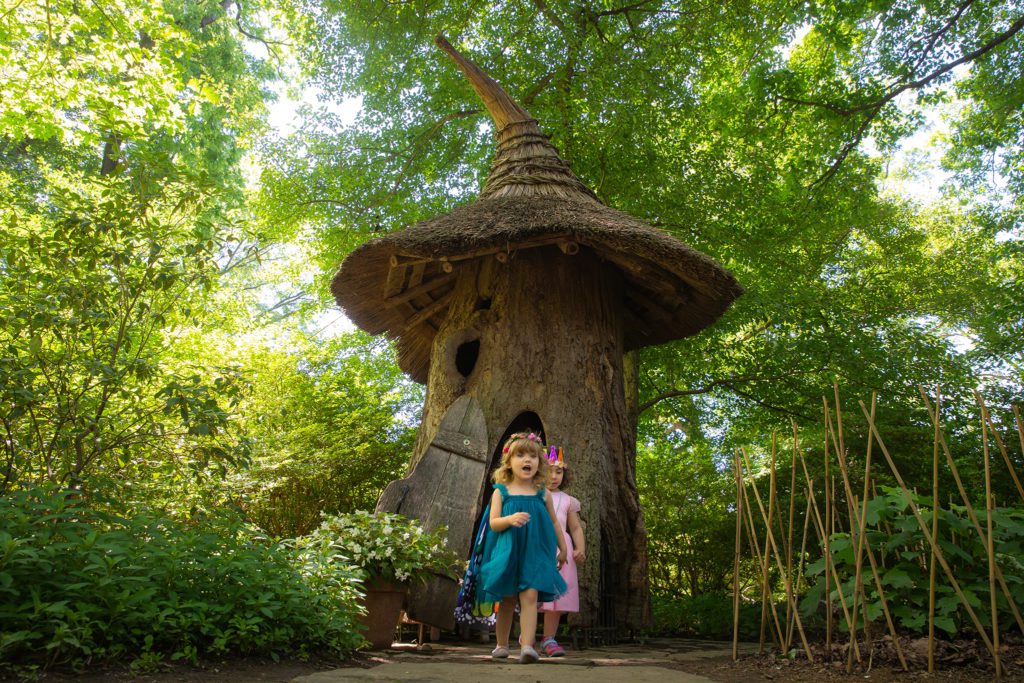 Children running in the Enchanted Woods.